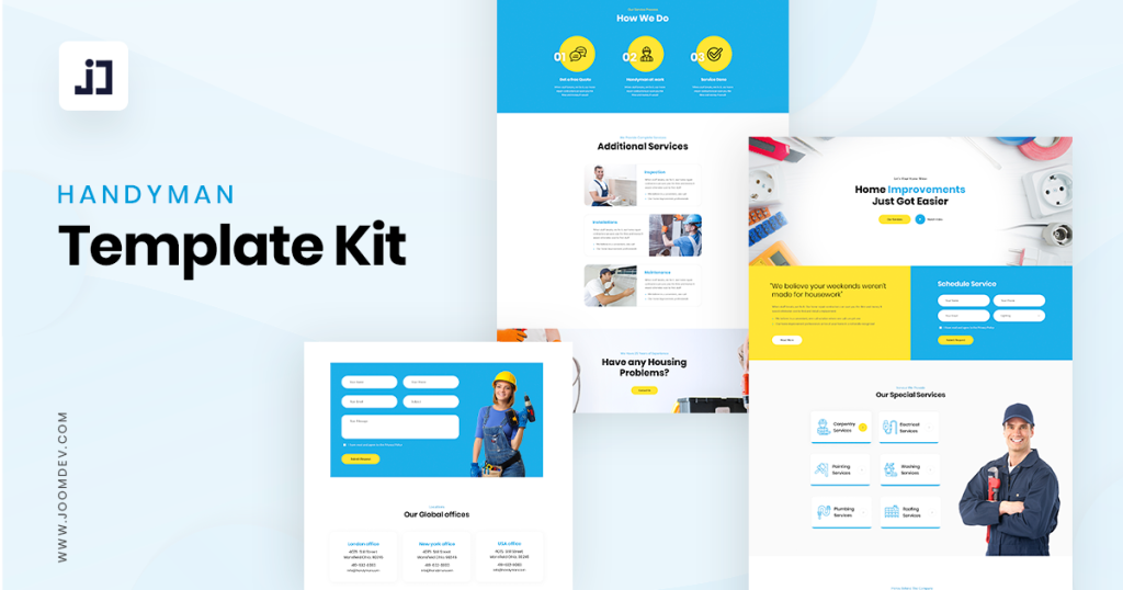 Free Handyman Website Template Kit for JD Builder Pro